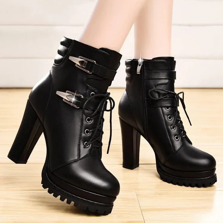 Round Toe Chunky Heel Everyday Pumps