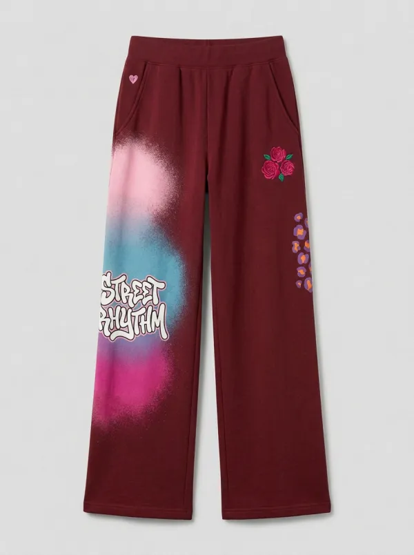 Women's Street Rhythm Graffiti Rose Leopard Printed Sweatpants