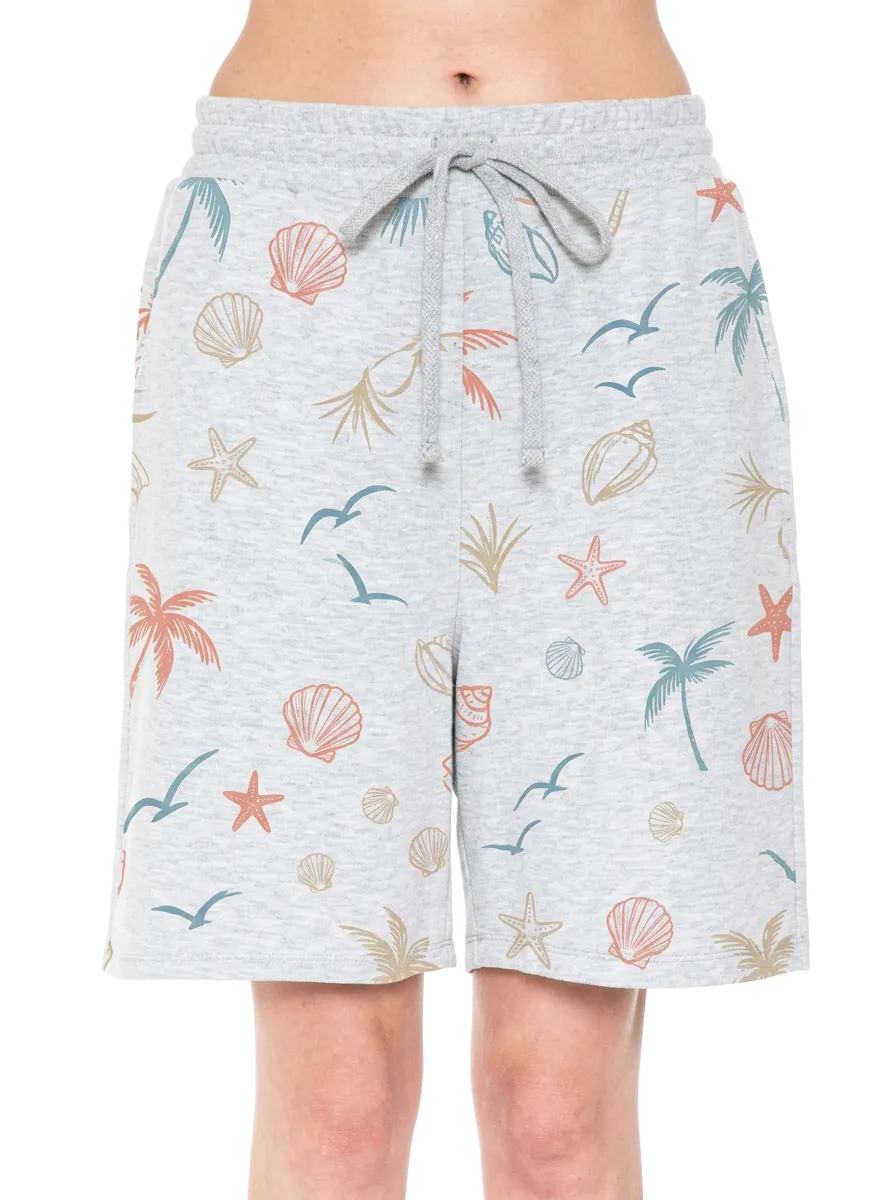 Women's Beach Vacation Tropical Seashell Printed Shorts