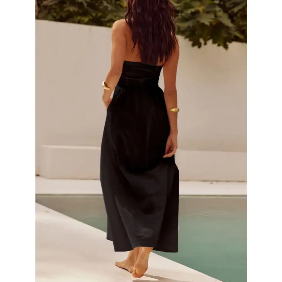 Relaxed Halter Neck Maxi Dress with Pockets