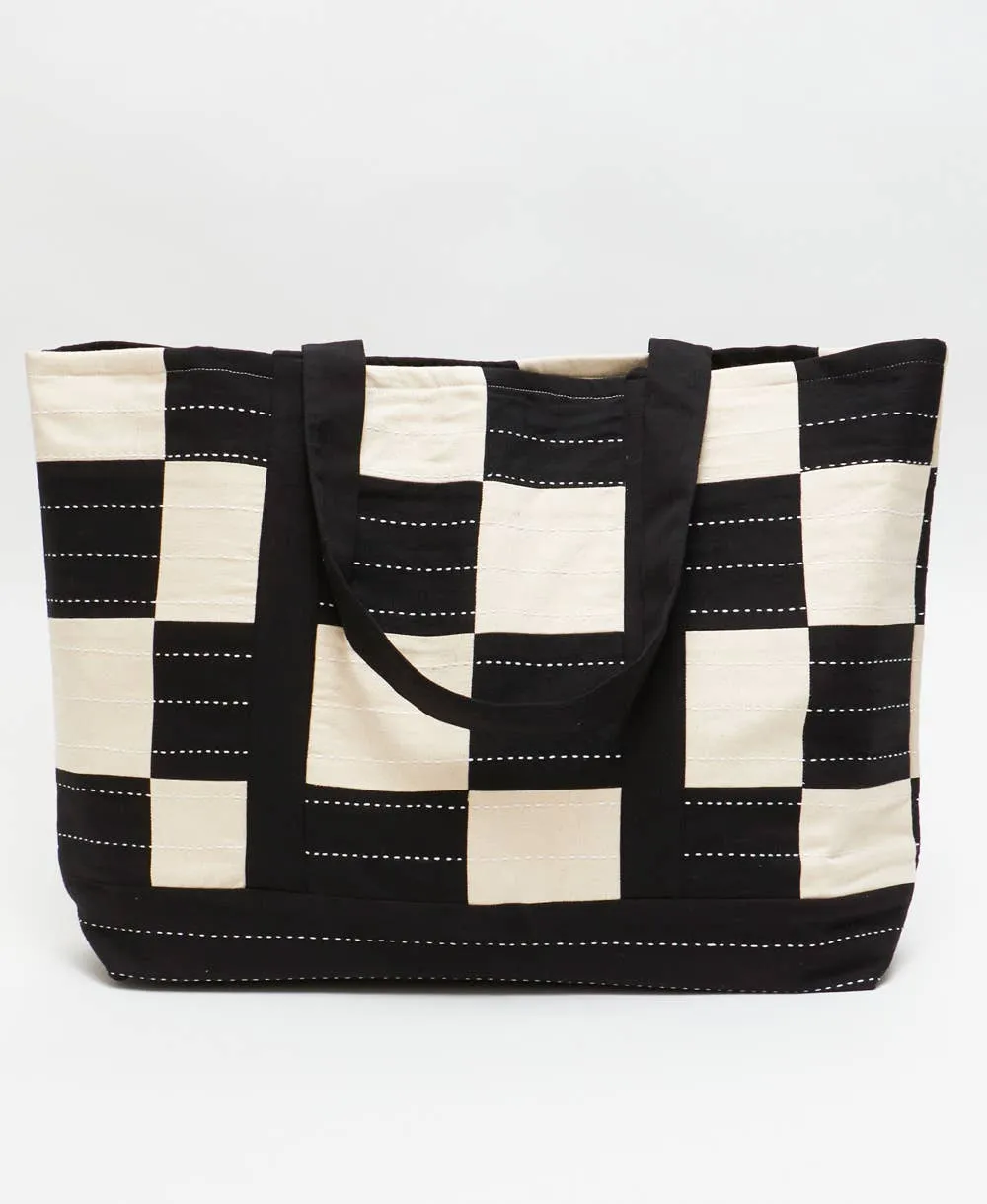 Checkered Canvas Pocket Tote