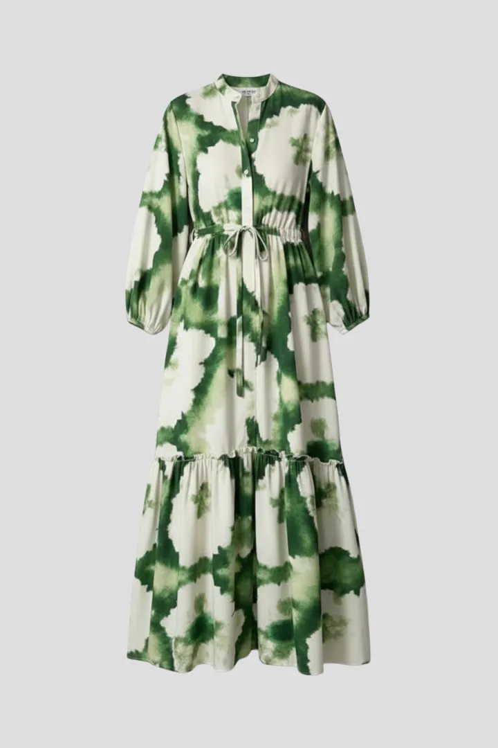  Print Long Sleeve Maxi Dress
