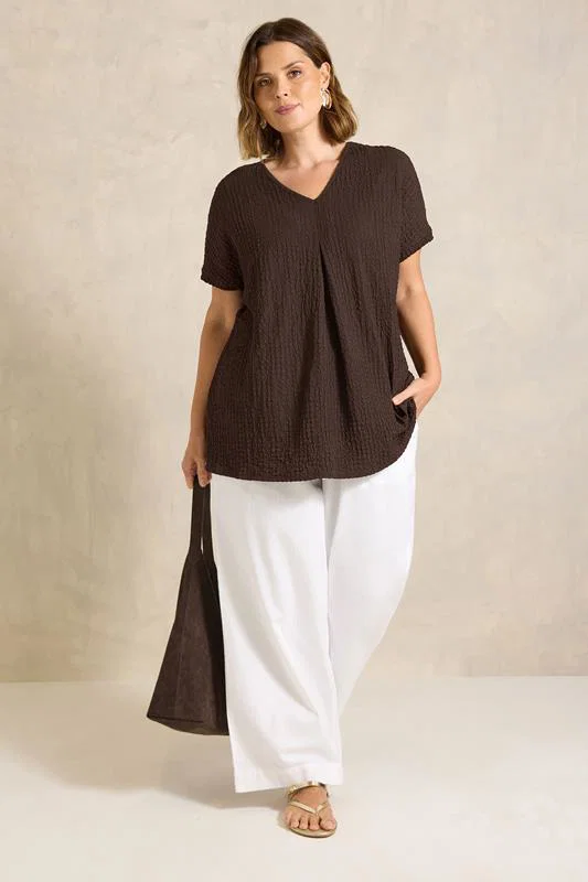 ESSENTIAL Curve 2 Pack Pink & Brown Pleat Tops detail 1