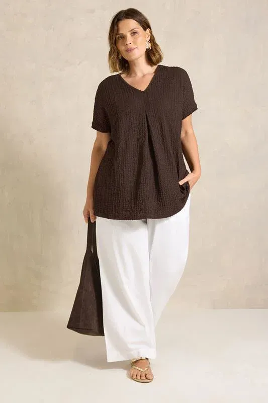 ESSENTIAL Curve 2 Pack Pink & Brown Pleat Tops