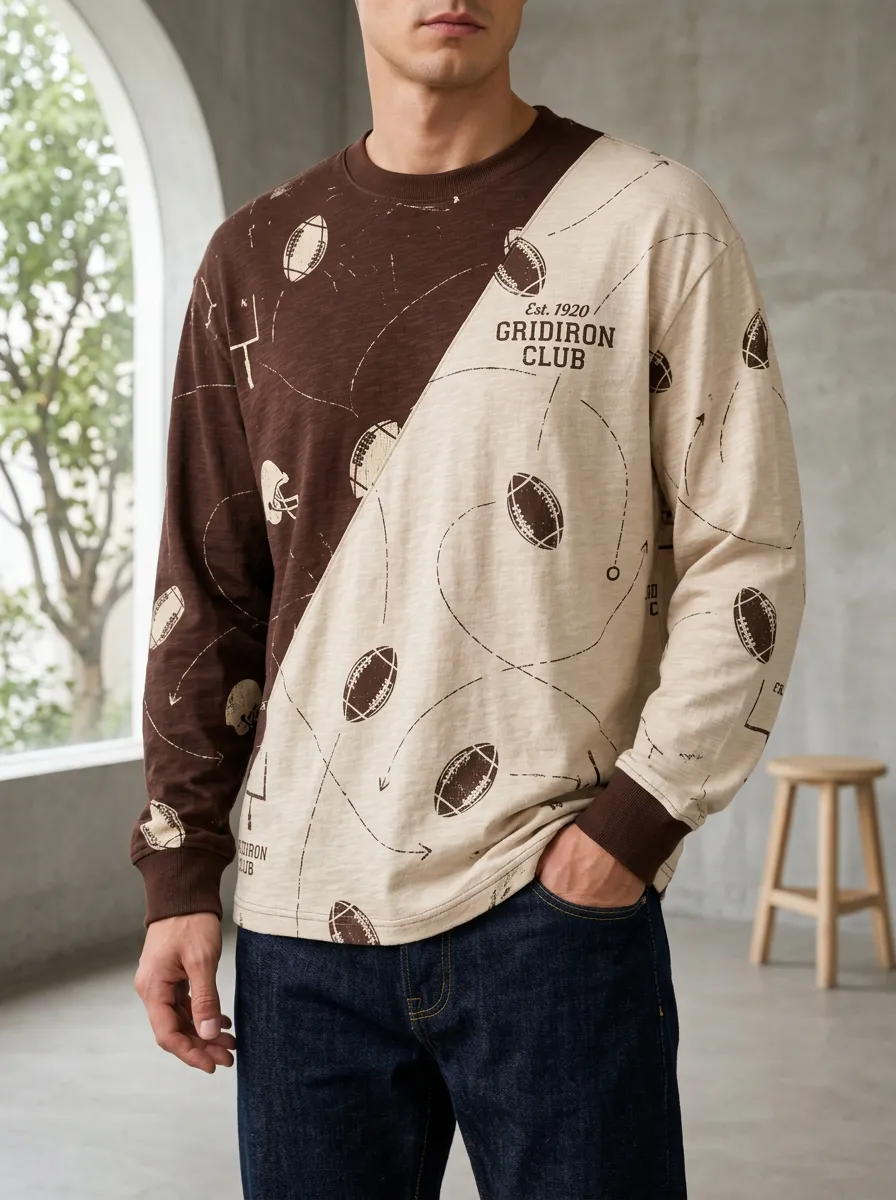Men's Football Lover Gridiron Club Printed long sleeve shirt