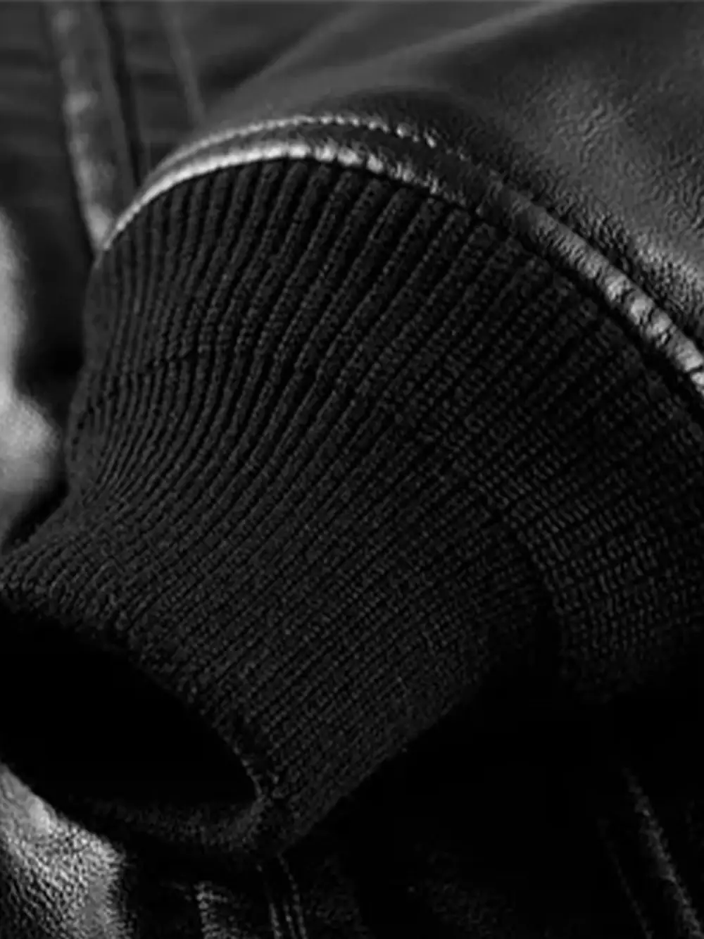 Men's Leather Pocketed Bomber Jacket