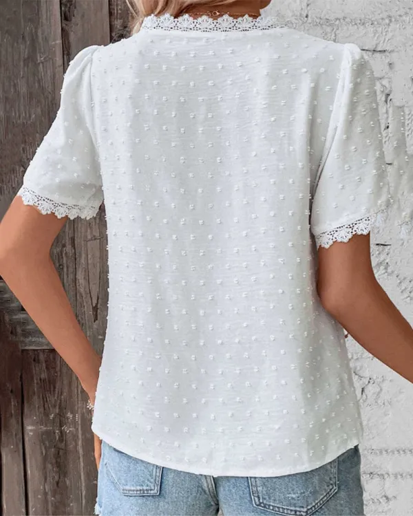 Structured Ruffled V-Neck Blouse