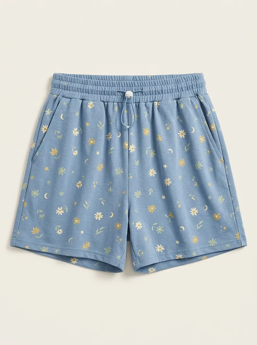 Women's Floral Celestial Drawstring Lounge Shorts