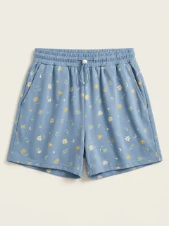 Women's Floral Celestial Drawstring Lounge Shorts