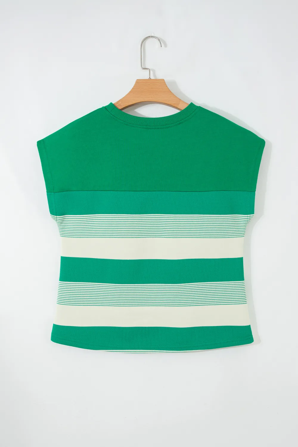 Green Stripe Mixed Print Crew Tee