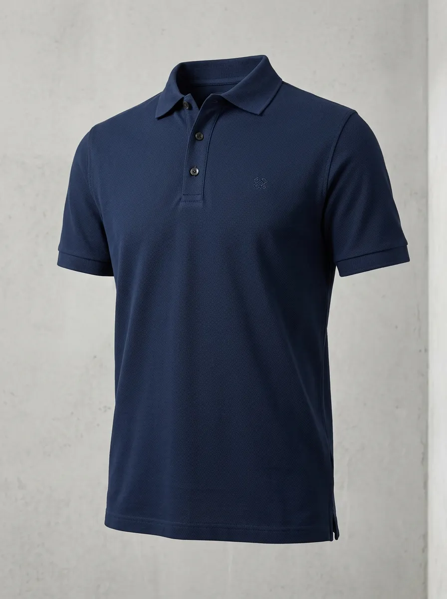 Geometric-Detail Men's Polo Shirt
