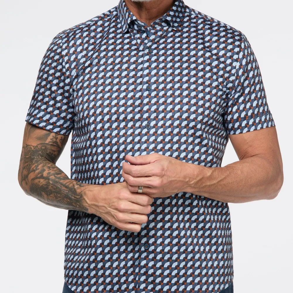 Fan Motif Sateen Shirt