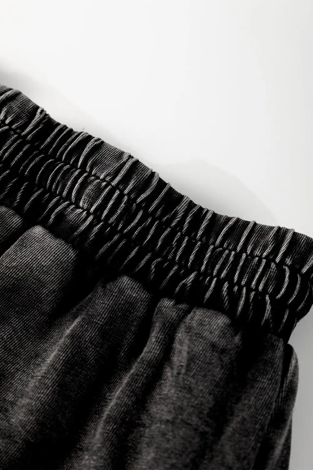 Black Mineral Wash French Terry Drawstring