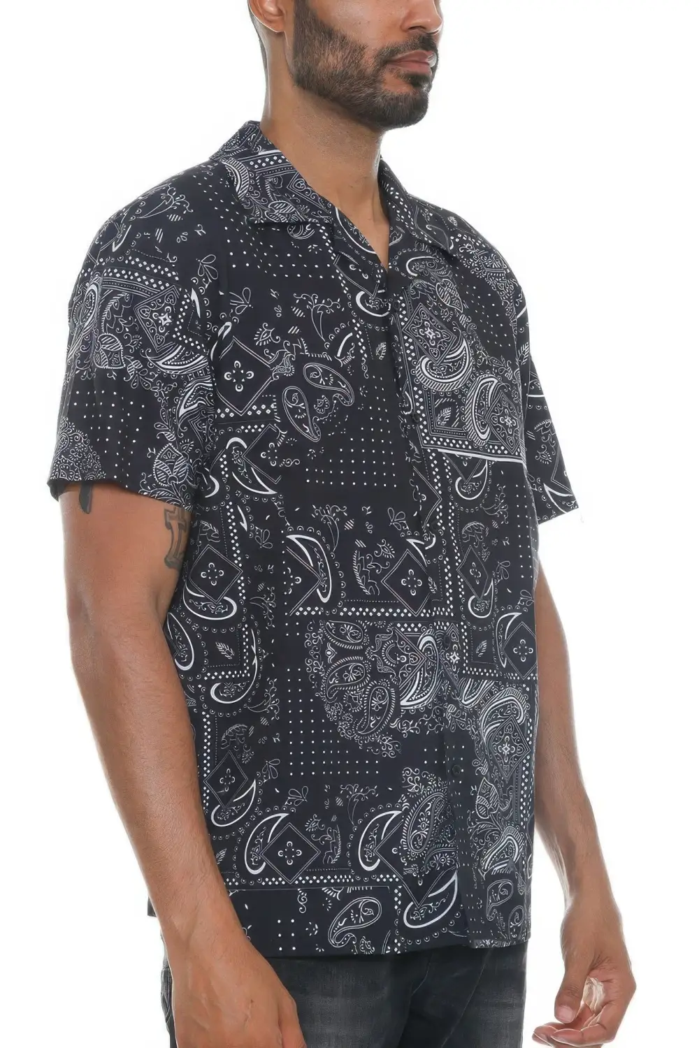 Modern Men's Collared Print Button-Down Shirt