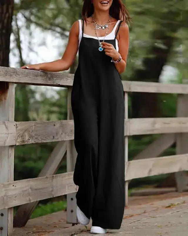 Clean Spaghetti Strap Jumpsuit Wide Leg Accessory