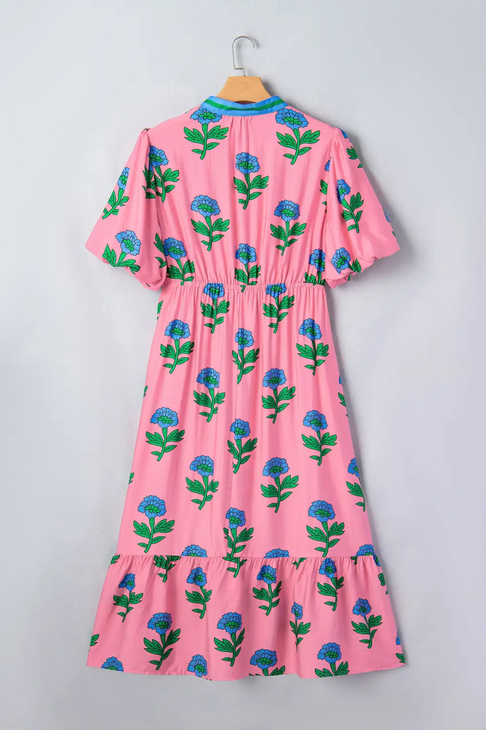 Floral Striped V Neck Dress Casual