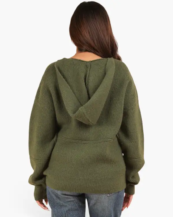 Modern Hooded V-Neck Sweater