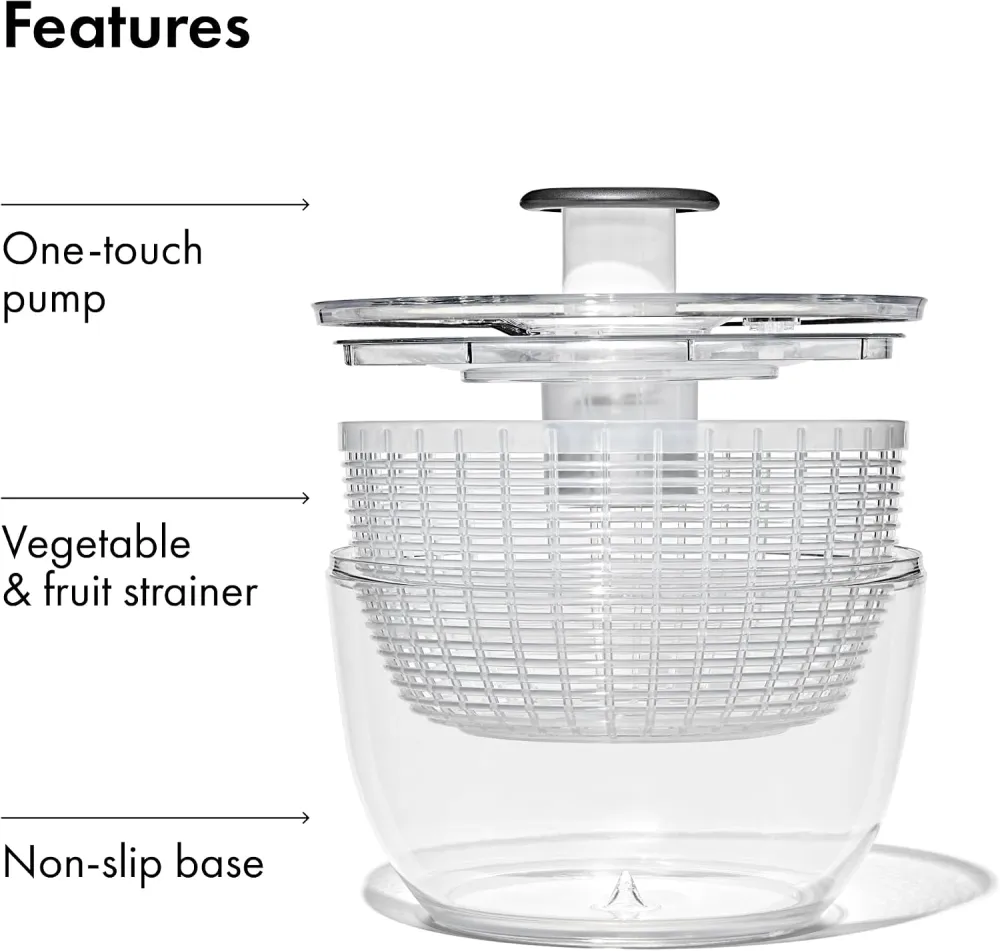 6.22 Qt Salad Spinner, Vegetable Washer with Bowl & Strainer