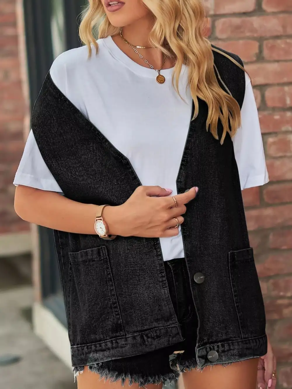 Sleeveless Button-down Jacket Vest
