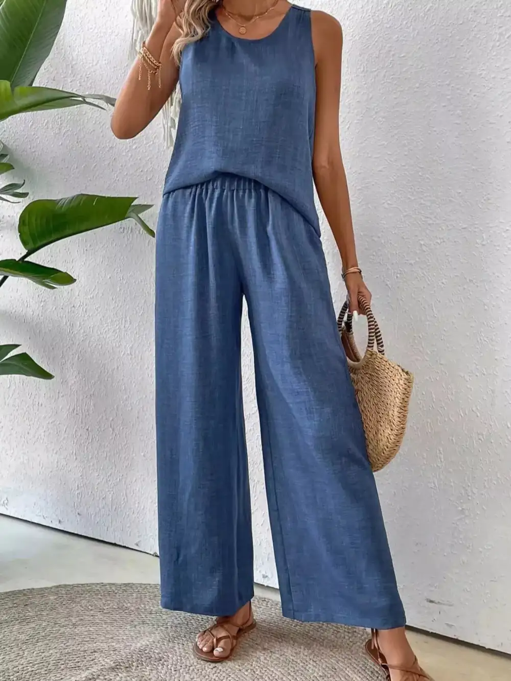 Round Neck Tank and Pants Set