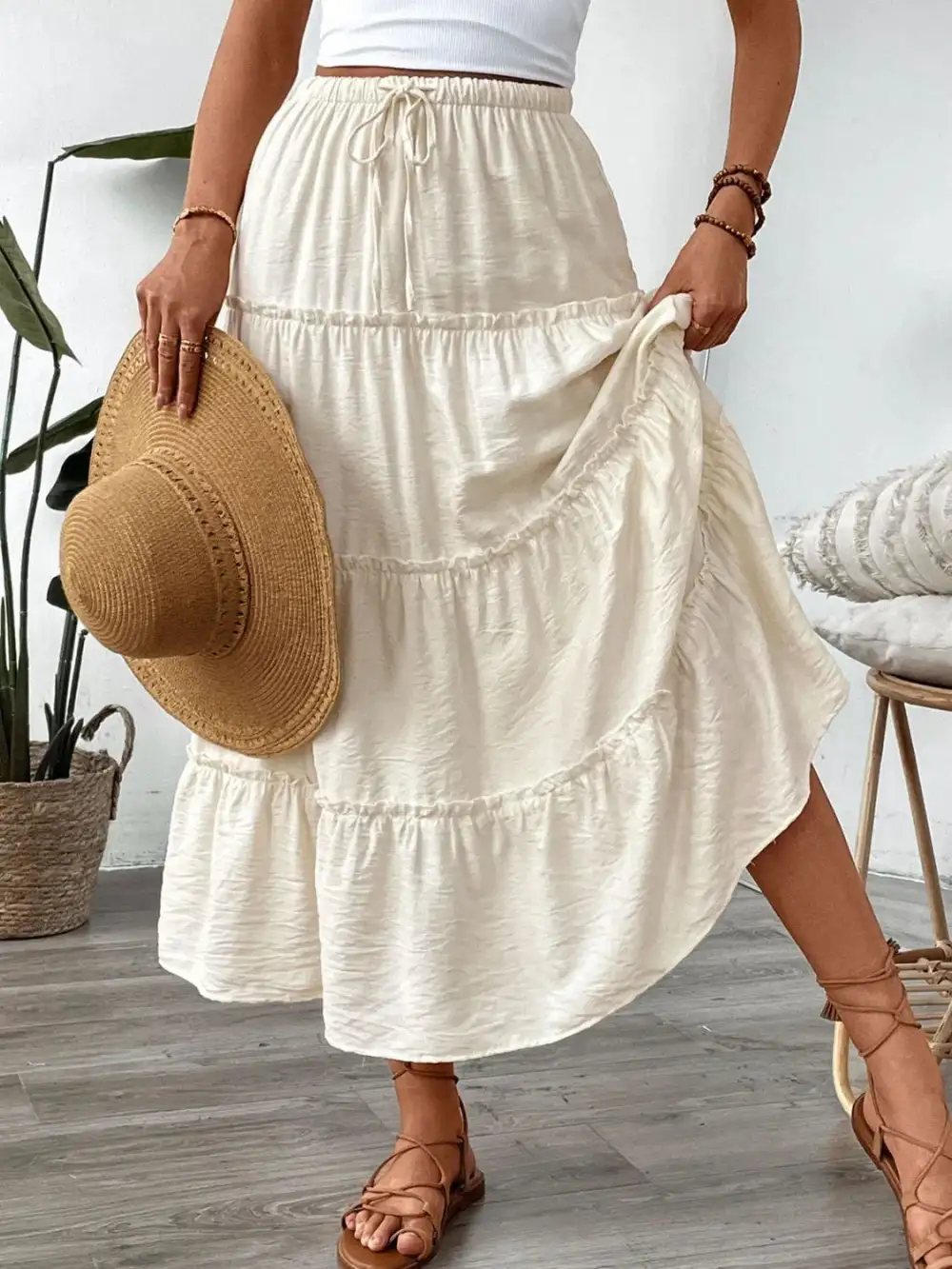 Tiered Drawstring Skirt