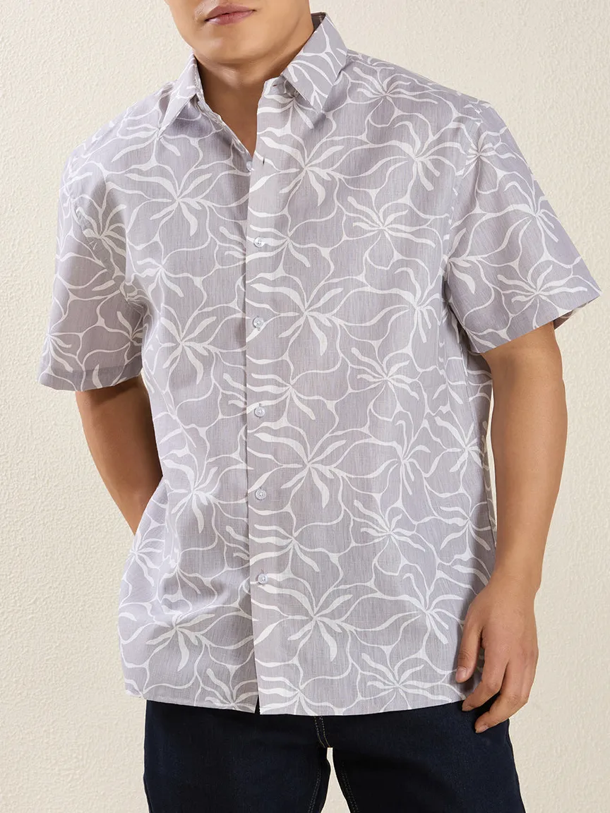 Printed Pure Linen Linen Men's Formal Shirt