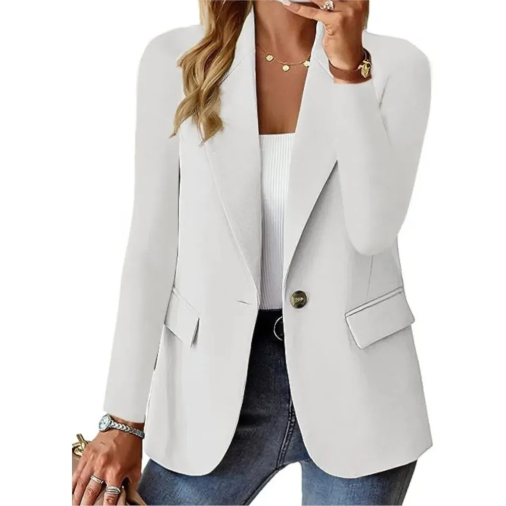 Button Detail Everyday Casual Suit Jacket