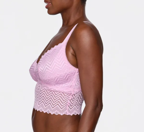 Women's Plunge Bralette Unpadded Power Mesh Stretch Lace Lace Geometric Bra