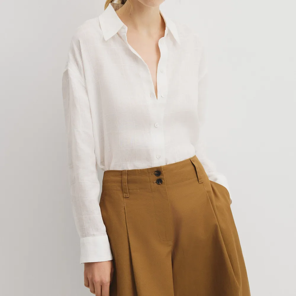 Women's Linen Long Sleeve Relaxed Shirt