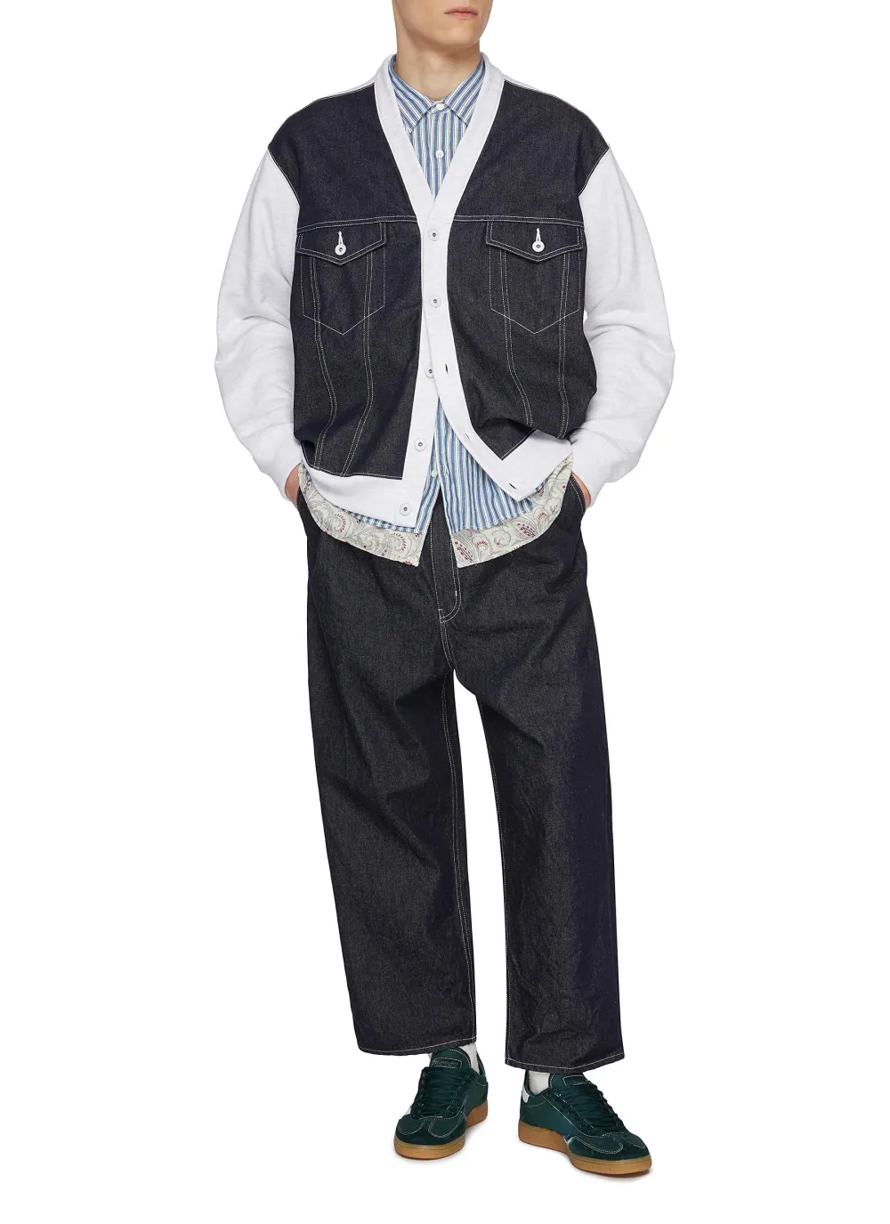 Simple Straight-Cut Comfort Linen Dark Blue Jeans