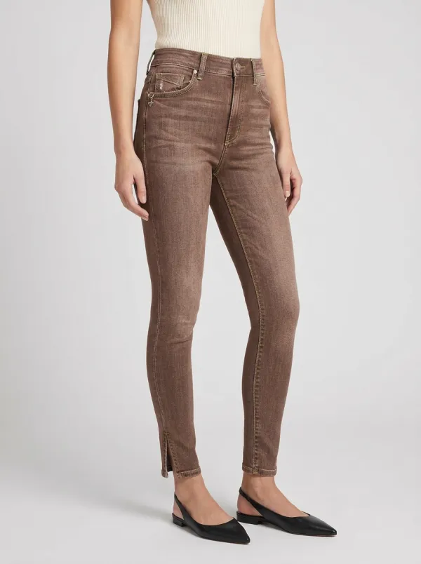 Women's High-Rise Split-Hem Distressed Slim Jeans