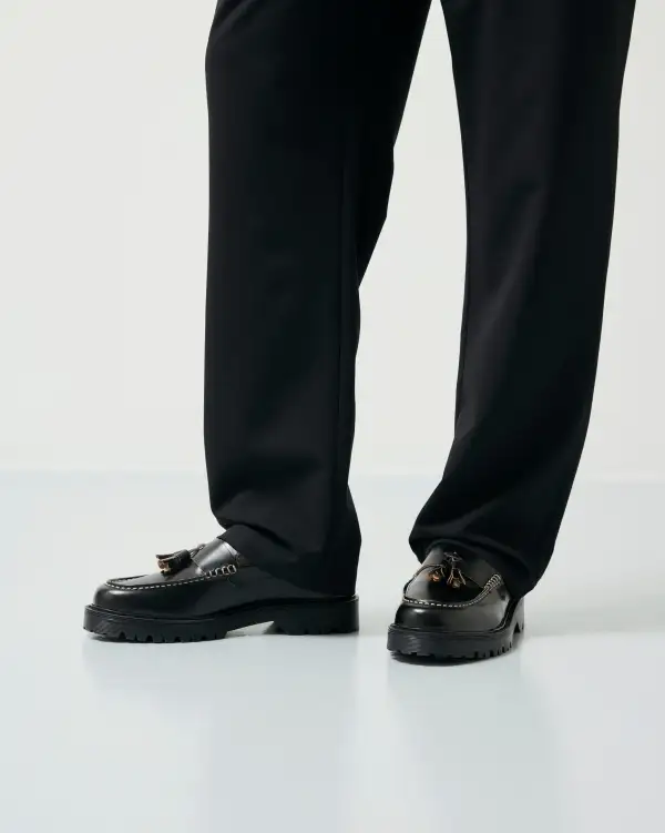 Raw-Edge Polished Loafers