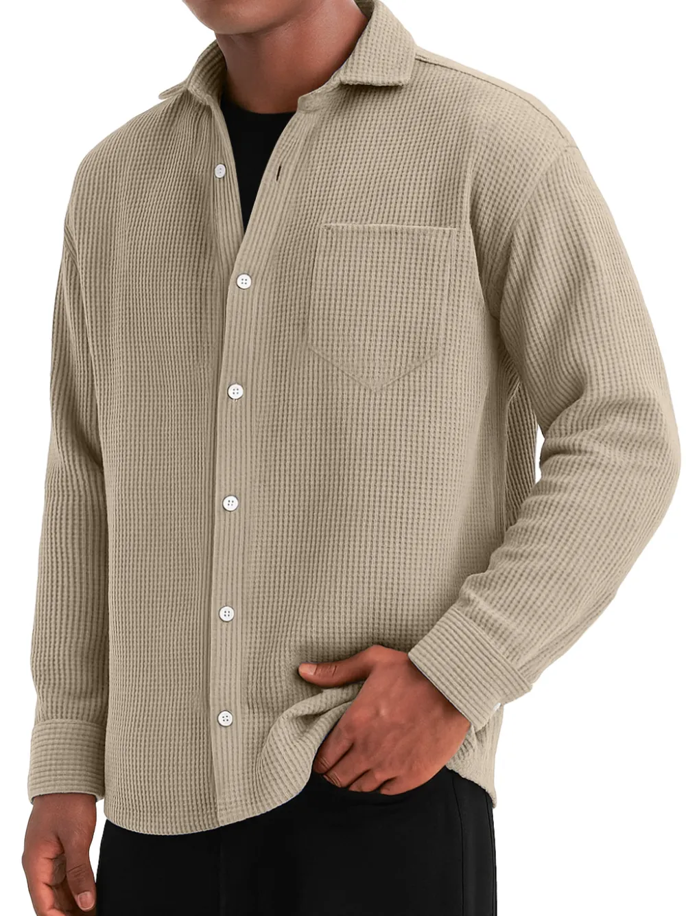 Comfort Fit Textured Knit Pocket Shirt