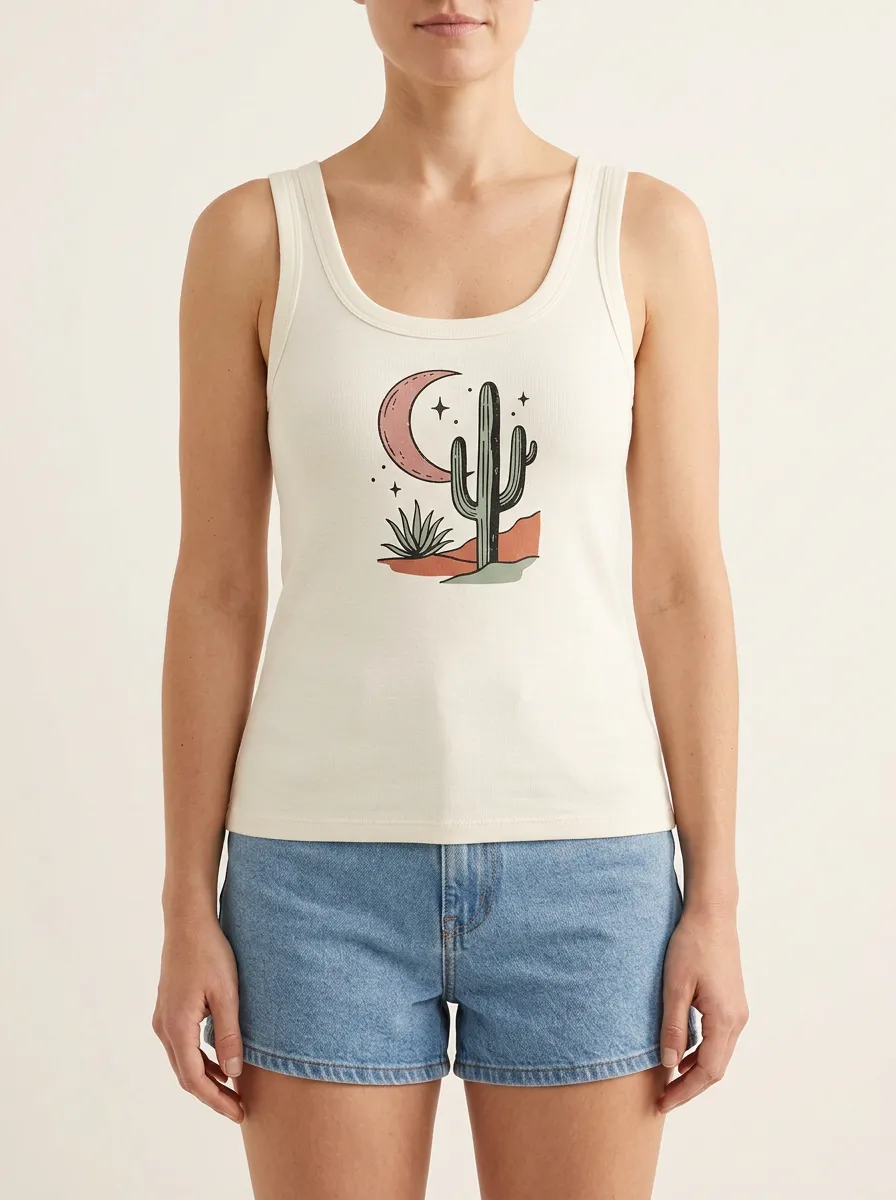 Cactus Moon Built-In Bra Tank Top