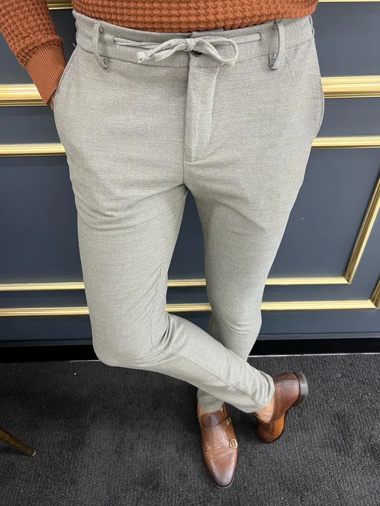 Modern Rope Detail Slim Fit Tailored Trousers