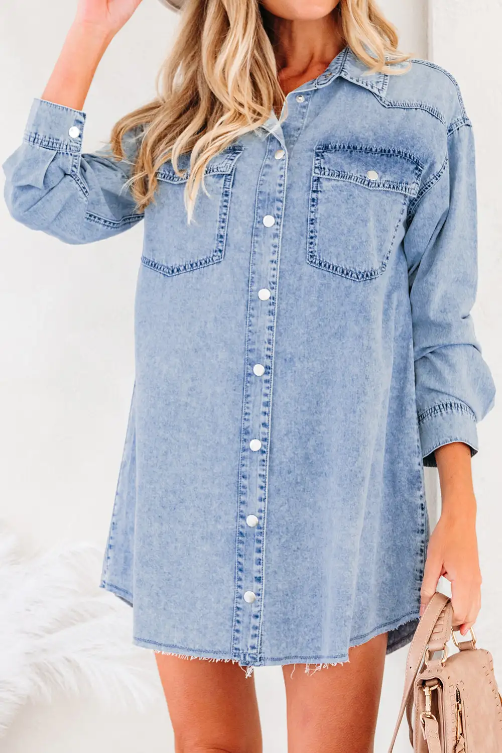 Denim Pocketed Shirt Dress