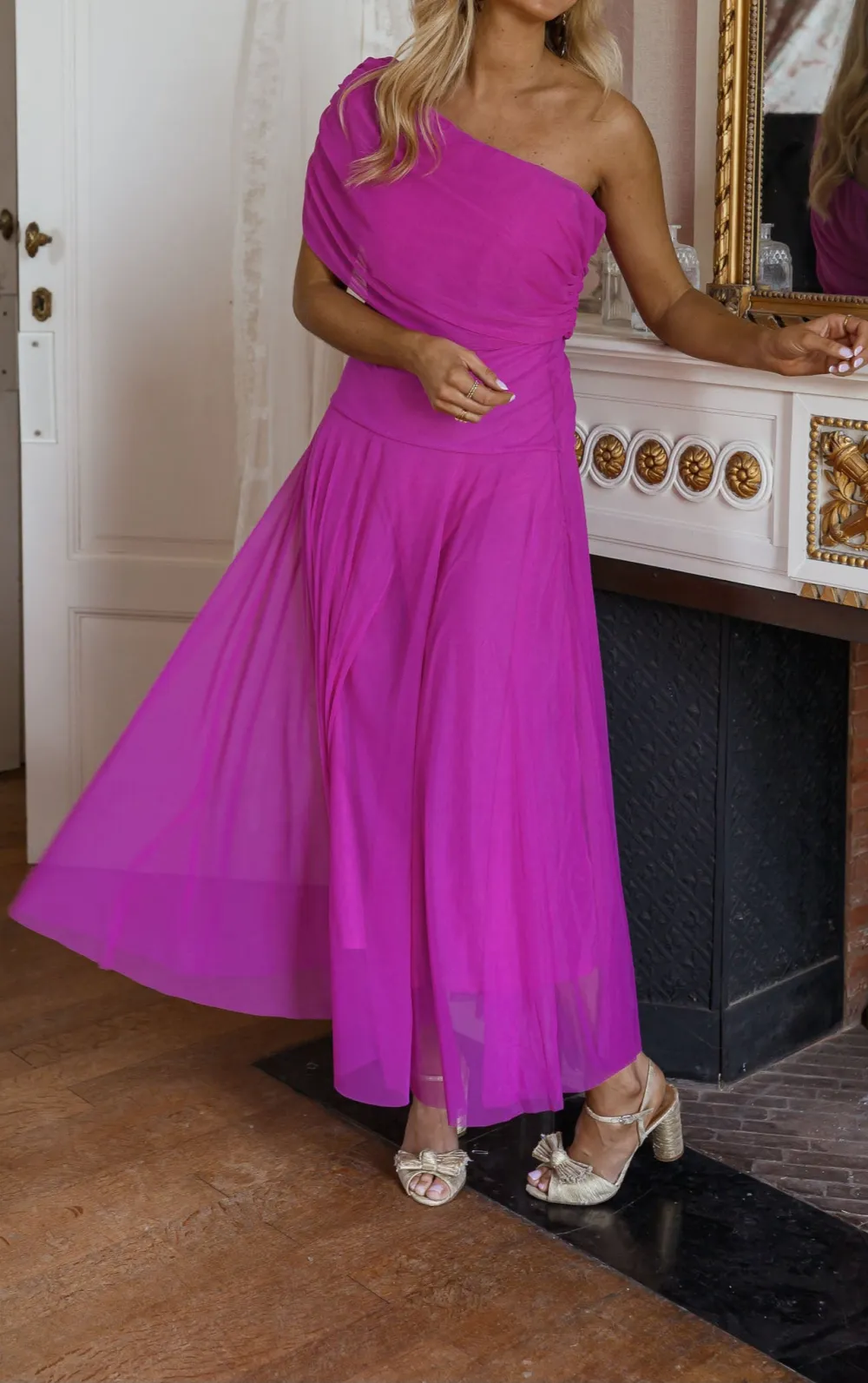 Tulle Off Shoulder Maxi Dress