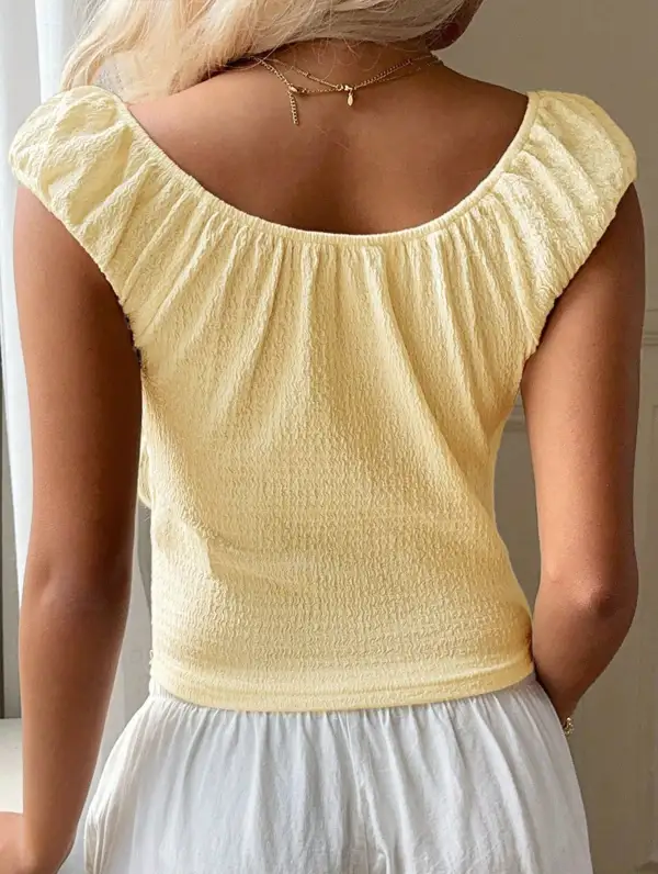 Square Neck Ruched Crop Top
