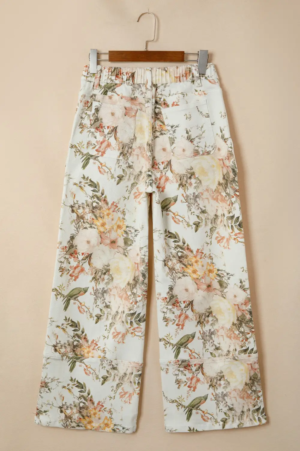 Women's Vintage Style Floral Print High Waist Wide Leg Jeans