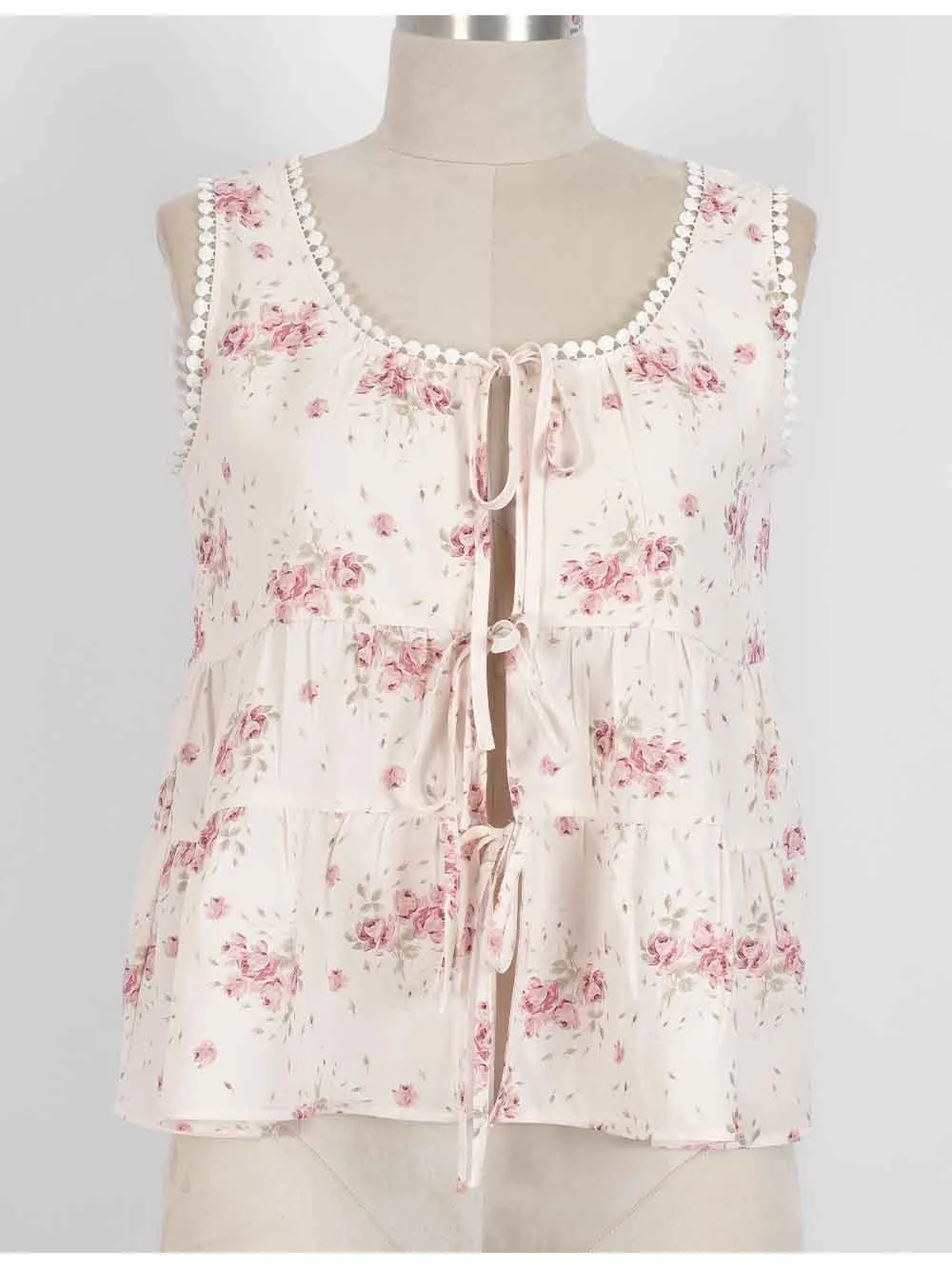 Boho Front Scoop Neck Sleeveless Top