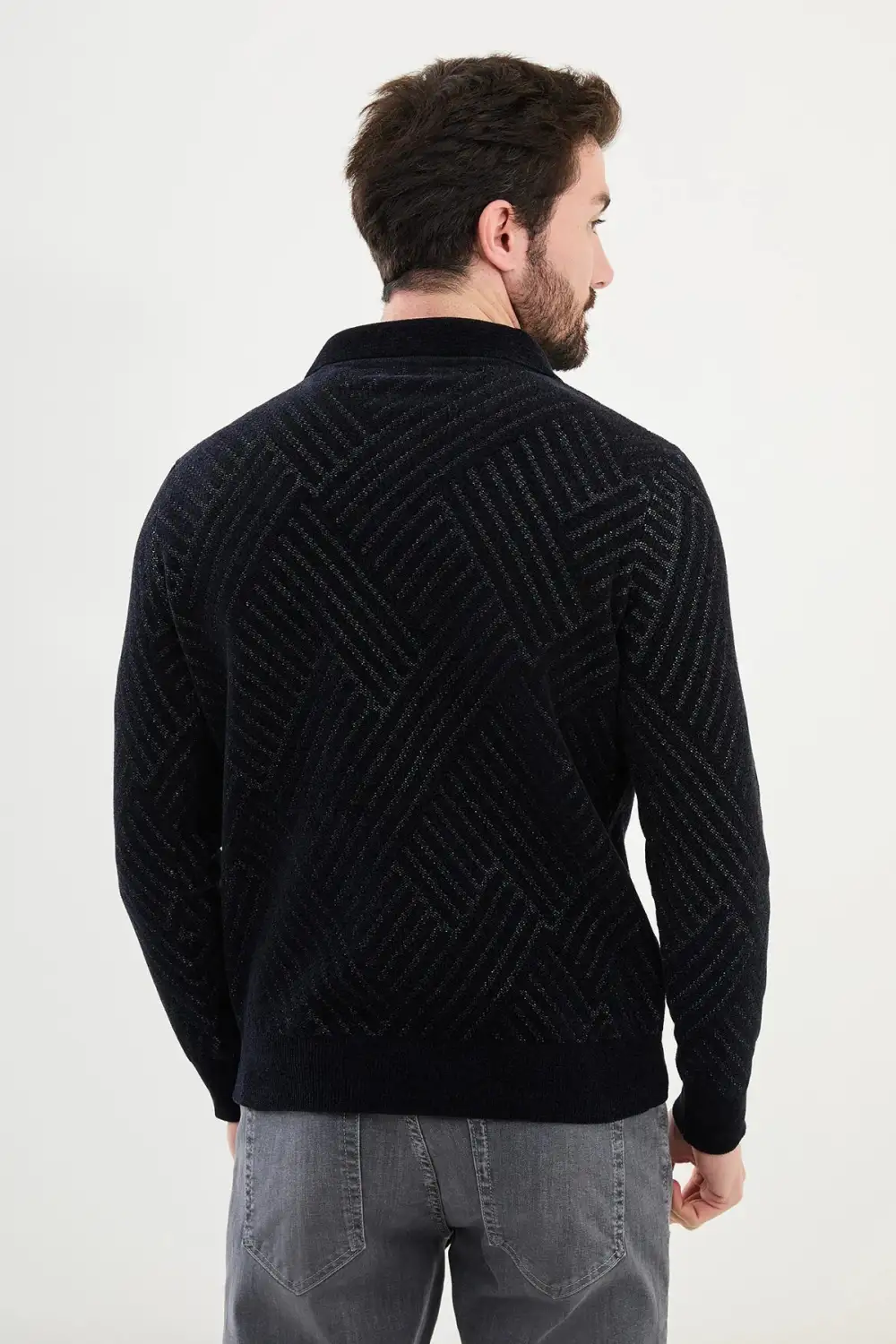 Refined Long Sleeve Slim Fit Zip Detail Knit Sweater