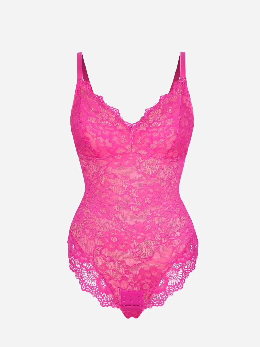 V Neck Lace Trim Shaping Bodysuit