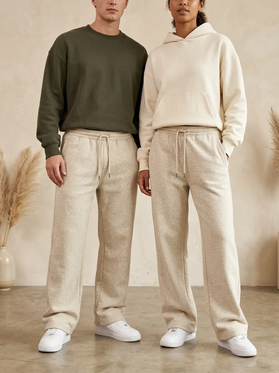 Unisex Drawstring Lightweight Wide-Leg Track Pants