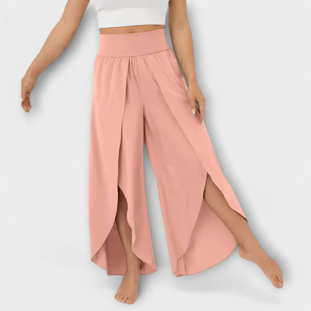 Flared Leg Relaxed Fit Lightweight Trousers