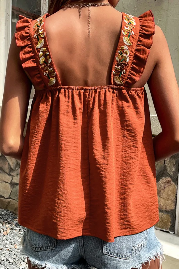 Brown Sleeveless Chiffon Unishe Wholesale Top