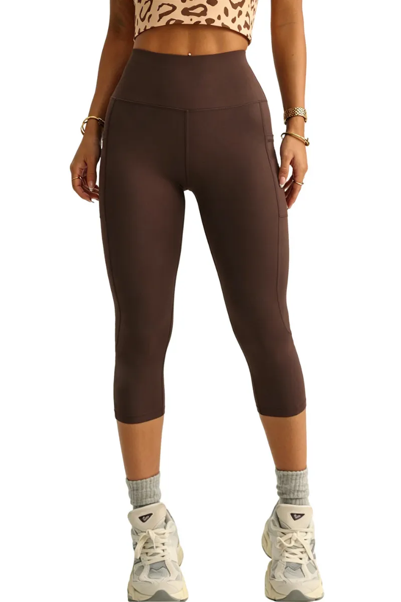 High-Waist Side-Pocket Pocketed Sculpting Capri Leggings