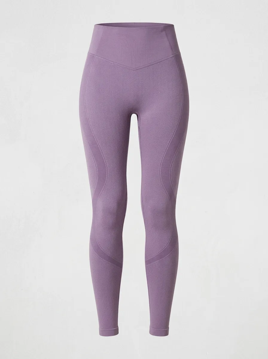 Women's Yoga Fitness Purple Herringbone Textured Printed Leggings
