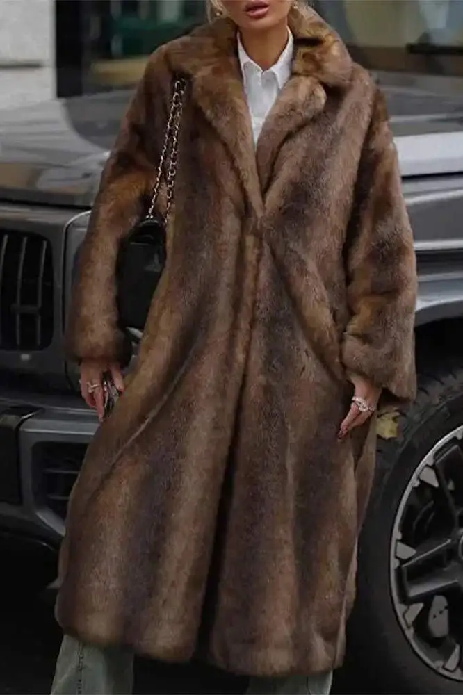 Plush Long Street-Style Coat