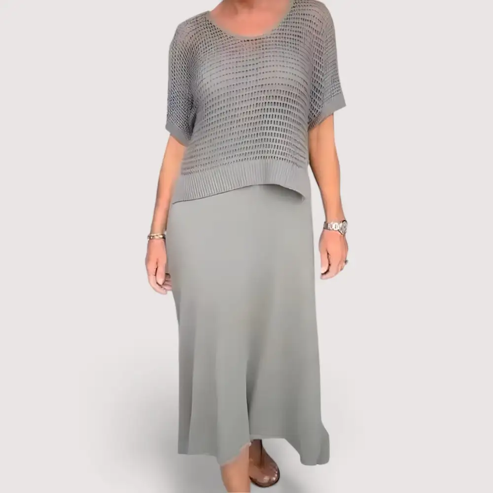Knit Detail Flowing Casual Dress