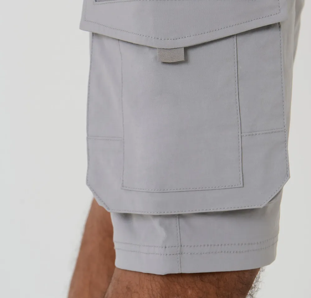 Men's Chalk Elastic-Waist Stretch Cargo Shorts